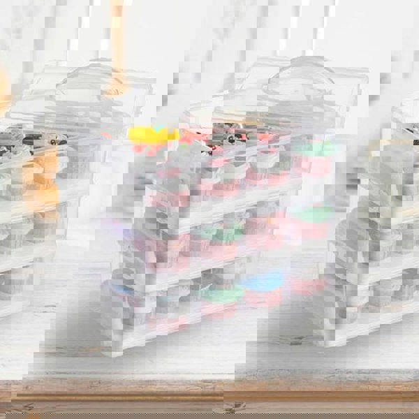 Gr8 Home 3 Tier Stackable Cupcake Carrier Box Muffin Cake Holder Plastic Clear Container