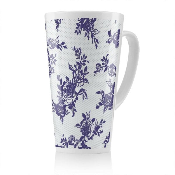 Benjamin Tate Design Roses Print On Polka Dots Latte Mug