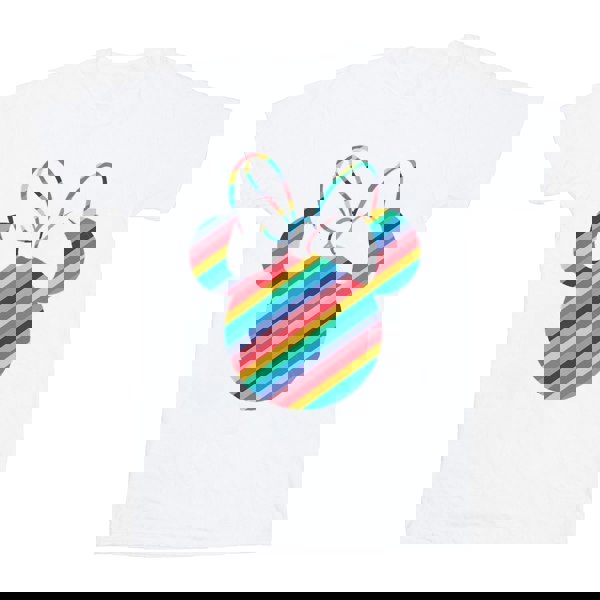 Disney Mens Minnie Mouse Rainbow Face T-Shirt - White