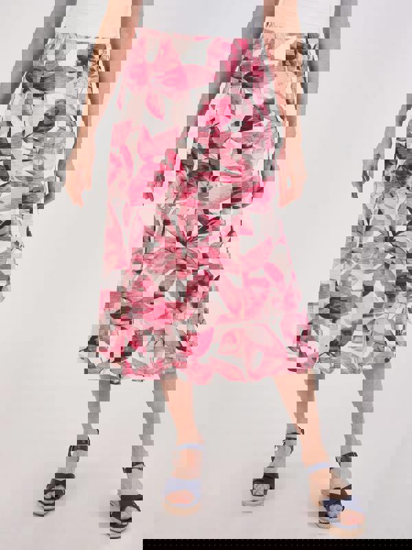 TIGI Summer Scattered Leaf Print Skirt- Short