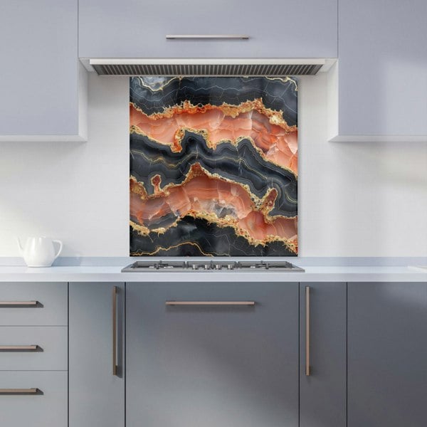 Warren Reed - Designer Black Pink And Gold Marble Effect Kitchen Splashback