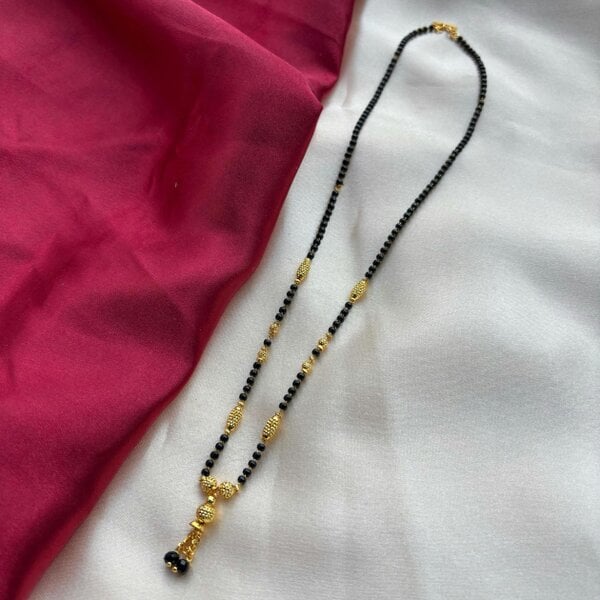 The Colourful Aura Gold Black Beaded Indian Asian Nazar Mangalsutra Choker Pendant Necklace