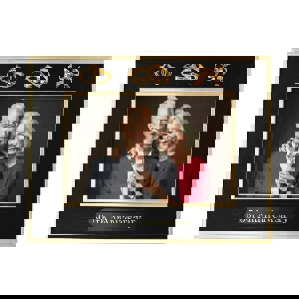 50th Anniversary Picture Frame in Matte Black with Brushed Gold Trim Image 3