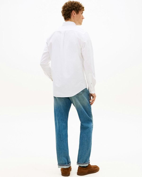 Tommy Hilfiger Solid Heritage Mens Long Sleeve Oxford Shirt - Optic White