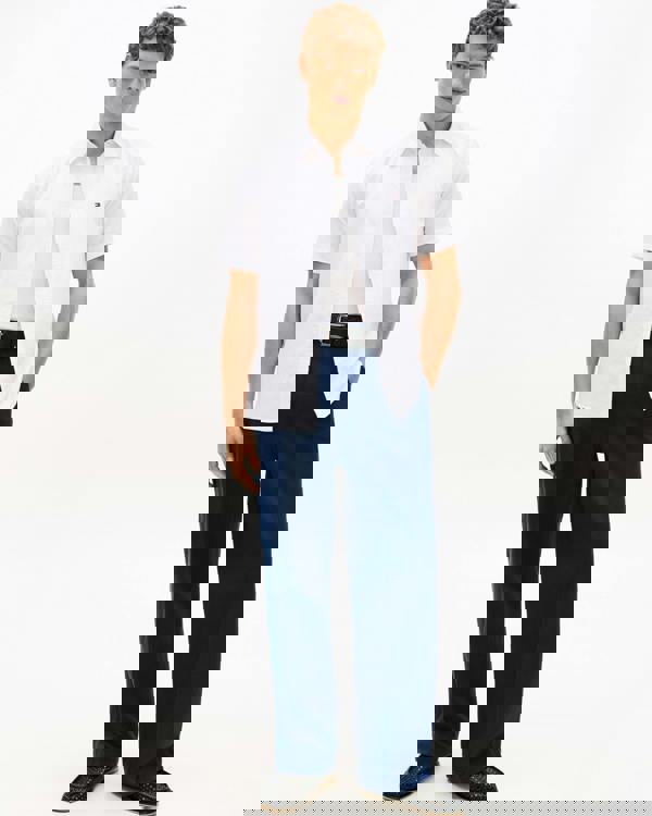 Tommy Hilfiger Linen Blend Solid Mens Short Sleeve Shirt - White