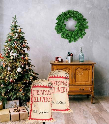 48cm Christmas Delivery Hessian Santa Sack with Drawstring Closure for Festive Gift Presentation image 6