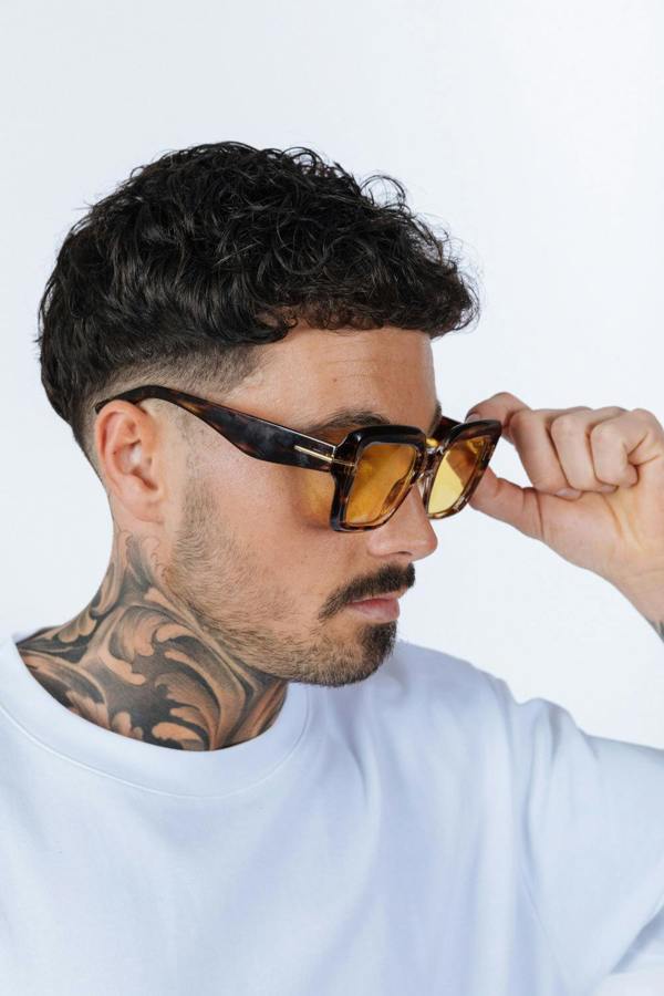 Bold Square Sunglasses in Leopard Yellow - svnx