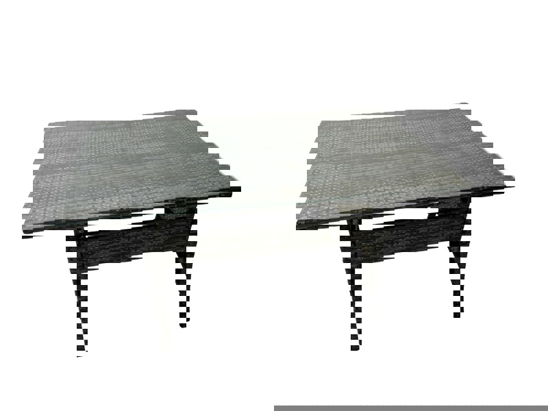 Fimous 7 Seat Outdoor Wicker PE Rattan Garden Furniture Set Dining Table Sofa Set with 2 Big Stool Dark Grey Mixed