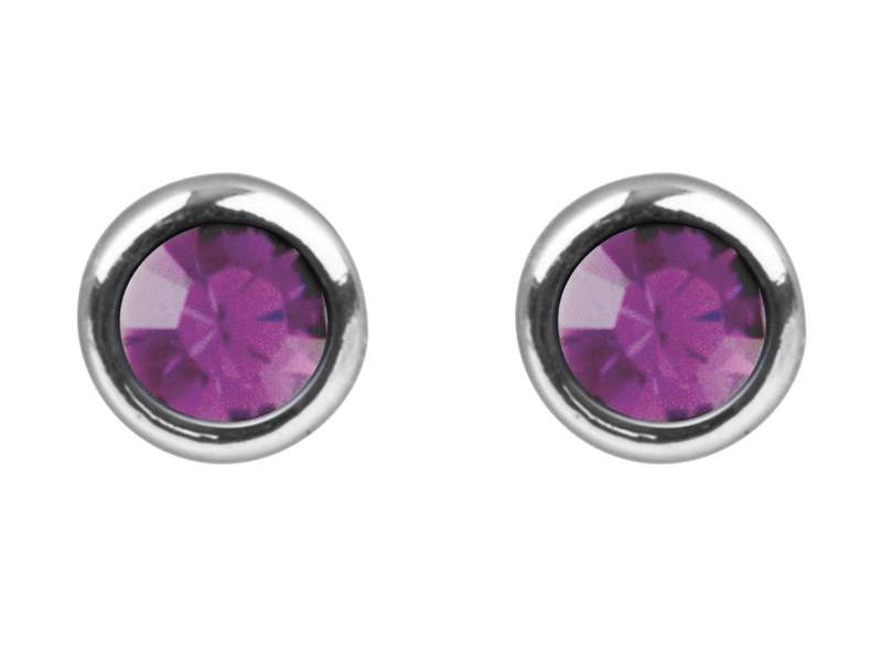 Cooksongold 925 Sterling Silver Crystal Birthstone Stud Earrings, 4mm Round