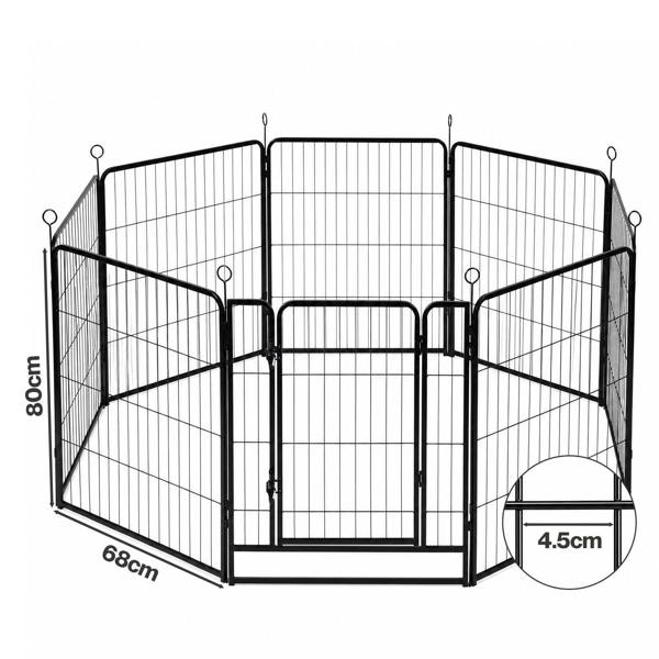 Skylos Dog Pen 8 Panel Steel Playpen Foldable Indoor Outdoor Pet Enclosure Black