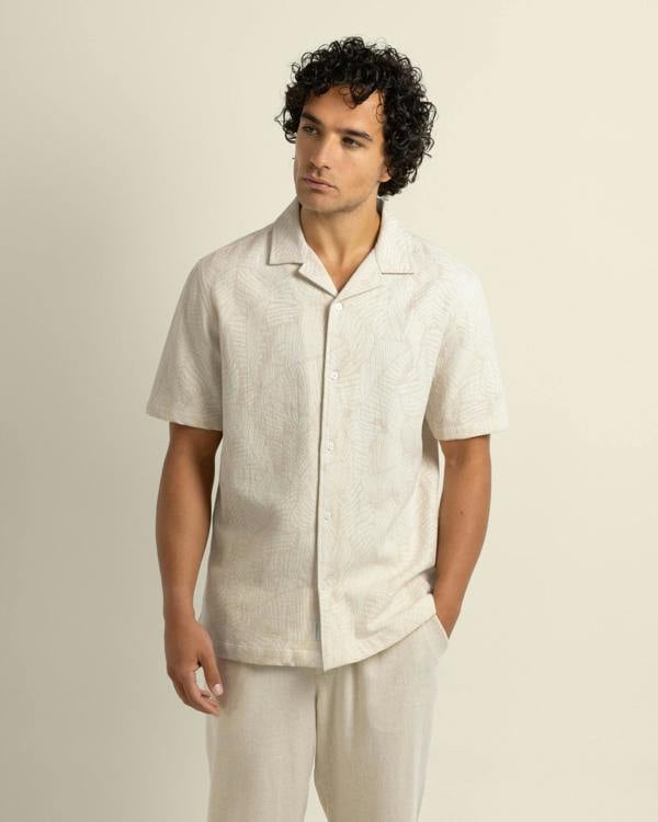 Larsson & Co Rafe - Leaf Jacquard Short Sleeve Shirt