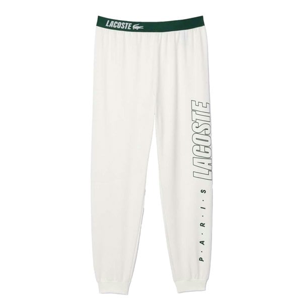 Lacoste Mens Fleece Logo Lounge Pants - Cream