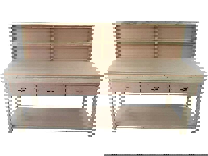 Wooden MDF Top Workbench – Durable Tool Cabinet with Drawers and Back Panel, Ideal for Dry Indoor Spaces Such as Garages, Workshops, and Studios.