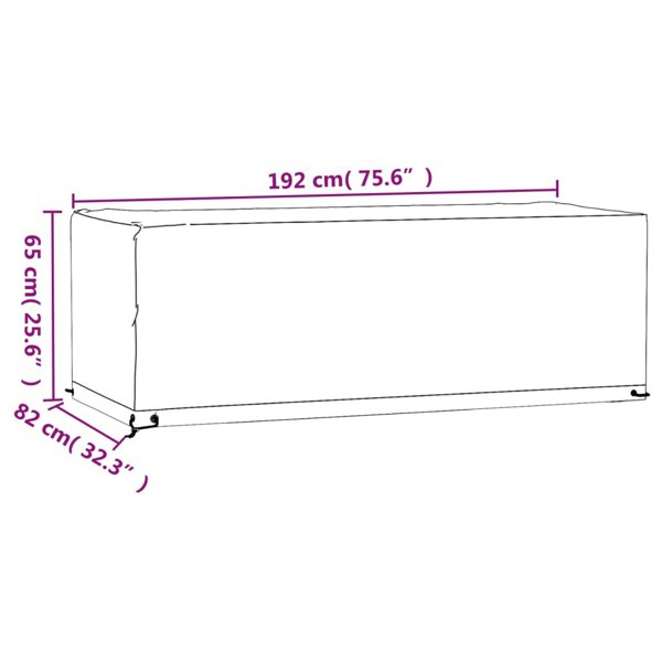 Berkfield Garden Furniture Cover 8 Eyelets 192x82x65 cm Rectangular