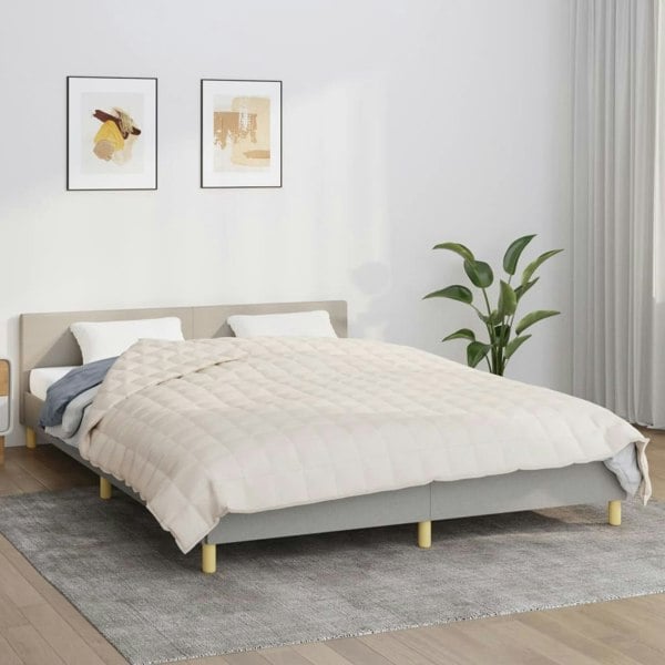 Berkfield Weighted Blanket Light Cream 220x235 cm King 15 kg Fabric