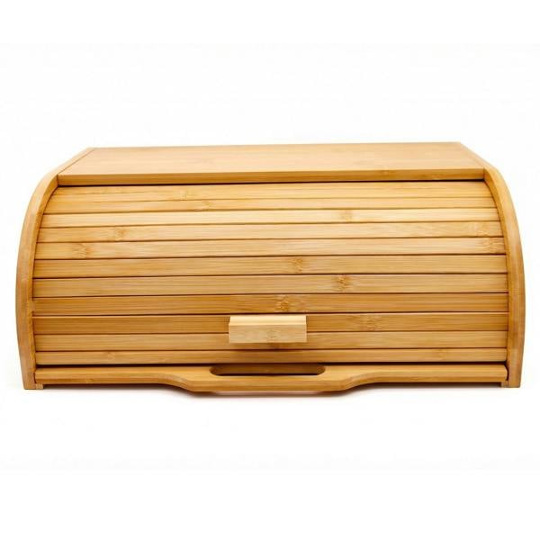 Maison des Cadeaux Bamboo Bread Box with Slide-Out Chopping Board