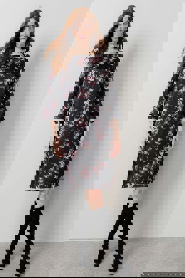 Lily & Me Lotty Fluted Sleeve Shift Dress Black