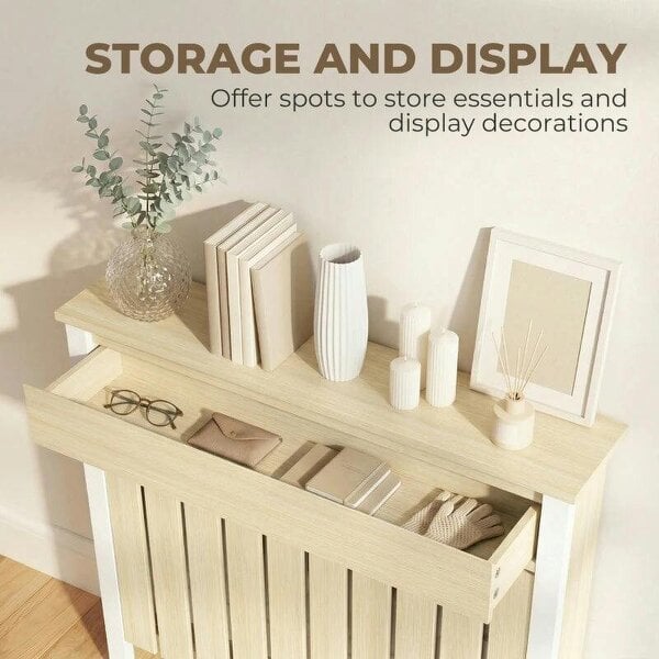Bobobiy 93 x 88.5cm Rustic-Look Radiator Cover - Oak