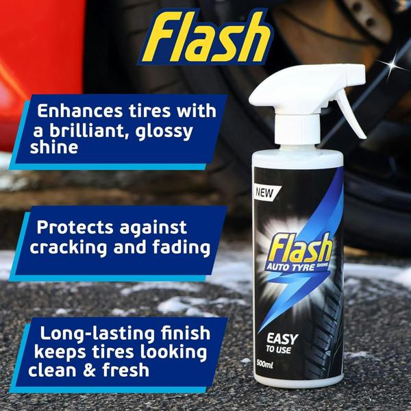 FLASH Tyre Shine Instant Dressing Spray Wet Look & Protection for Tyres 500ml