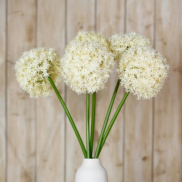 Wyld Haus Set of 3 Artificial Flowers Cream Giant Allium Stems