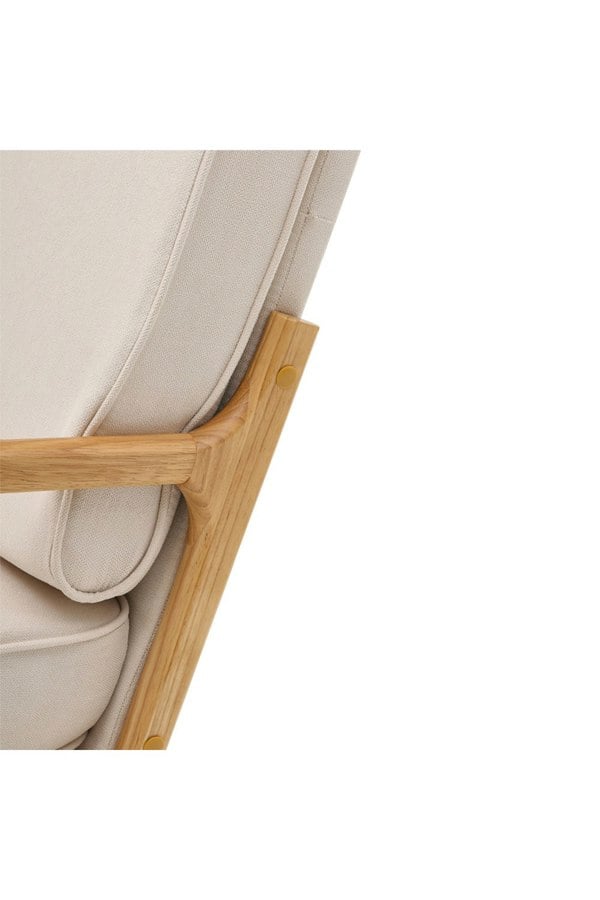Living and Home Beige Velvet Wooden Armchair