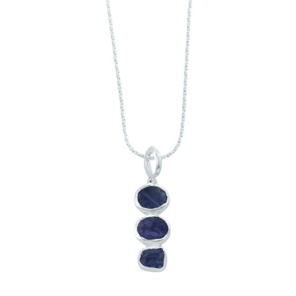 Sterling Silver Tanzanite Three Stone Necklace - Reeves & Reeves