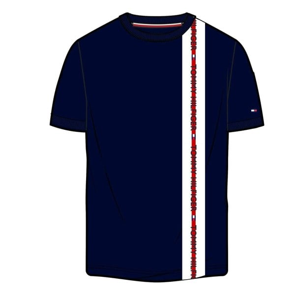 Tommy Hilfiger Mens Stripe Logo T-Shirt - Blue