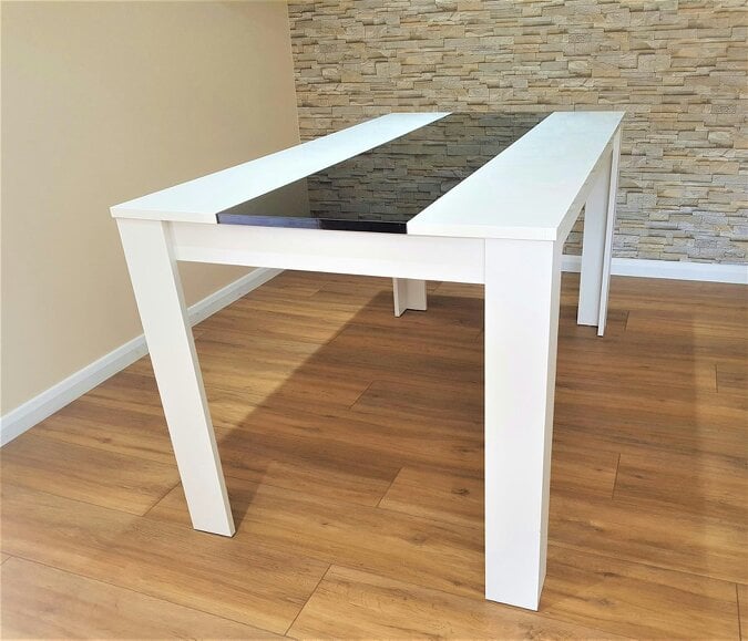 Kosy Koala Dining Table Wood Kitchen Place for 4 Seats, Dining Table Only (White and Black H 75 x L 117 x W 77 cm)