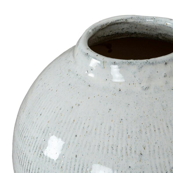 Wyld Haus Terravine Large White Olpe Ceramic Vase with Textured Finish