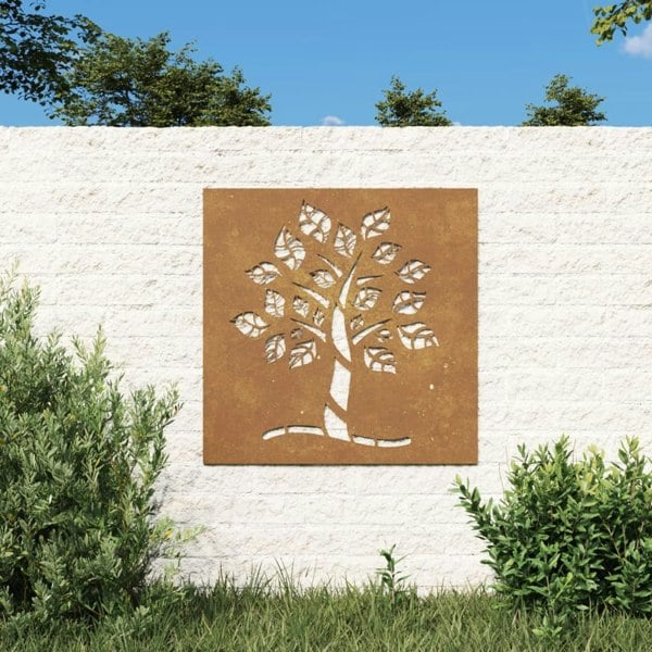 Berkfield Garden Wall Decoration 55x55 cm Corten Steel Tree Design