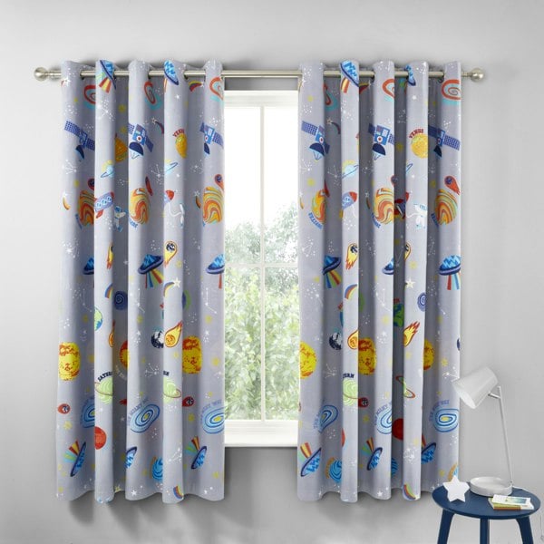 Catherine Lansfield Lost In Space Fully Reversible Eyelet Curtains