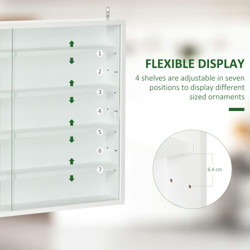 Wyld Haus Ronimo Wood And Glass White Wall Mounted Display Cabinet With Adjustable Shelves