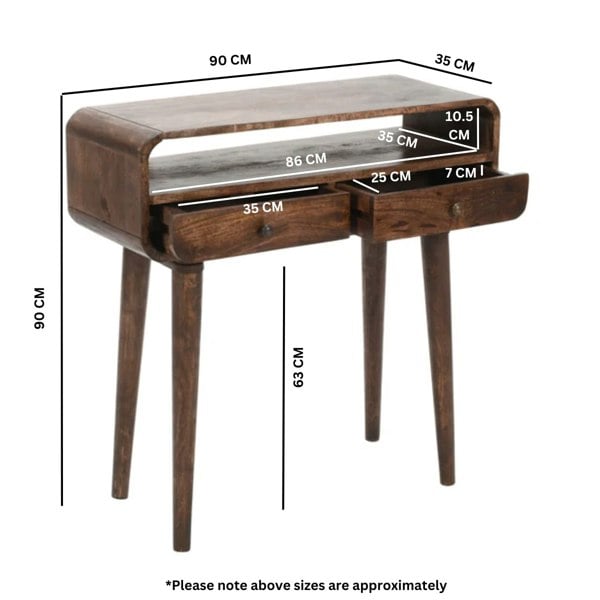 IH Design Winnie Dark Mango Wood Console Table with 2 Drawers