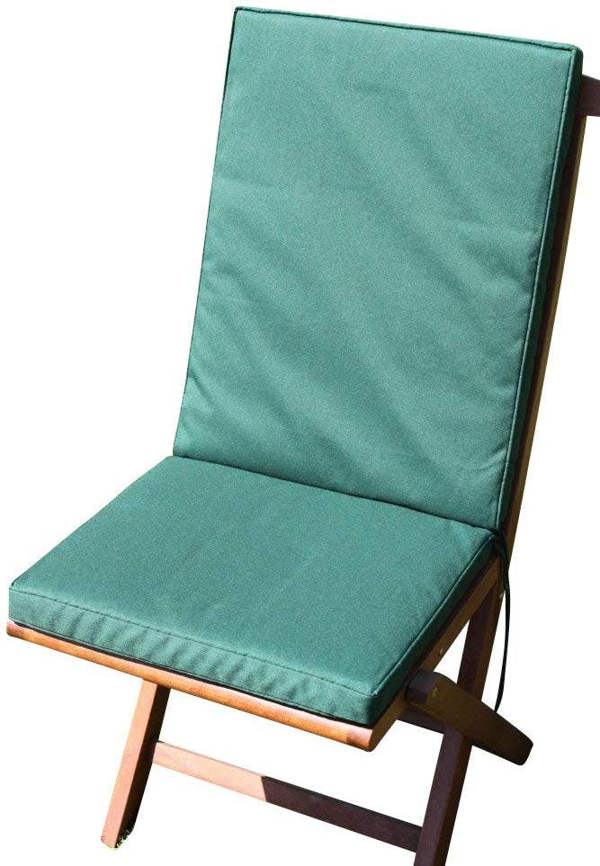 The Garden Marketplace Seat and Back Cushion for Folding Chairs, Zipped Washable Cover, Fade-Resistant 180g Polyester, Ties and Adjustable Back Strap
