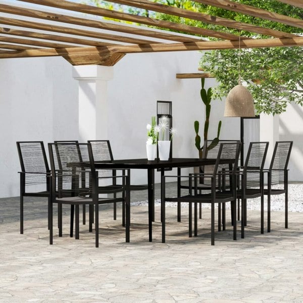 Berkfield 9 Piece Garden Dining Set Black