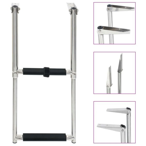 Berkfield Folding Boarding Ladder 2-step Stainless Steel
