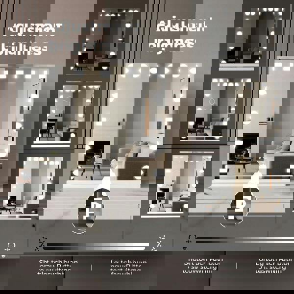 Emitto LED Hollywood Makeup Mirror Vanity Light Mirror 14 Dimmable LED Bulbs