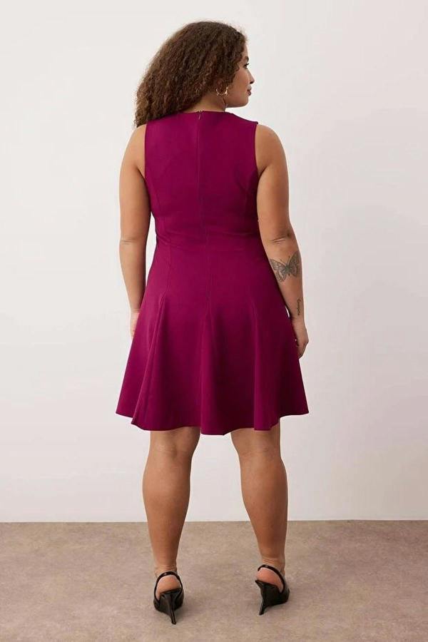 WOVCOR A-Line Mini Woven Plus Size Dress with Bow