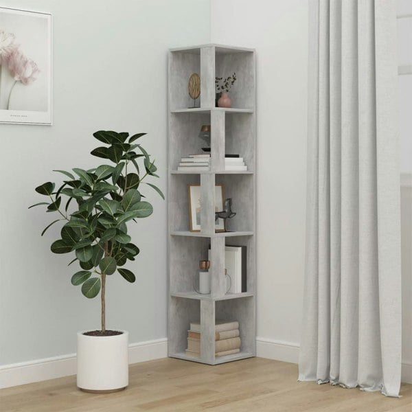 Berkfield Corner Cabinet Concrete Grey 33x33x164.5 cm Engineered Wood