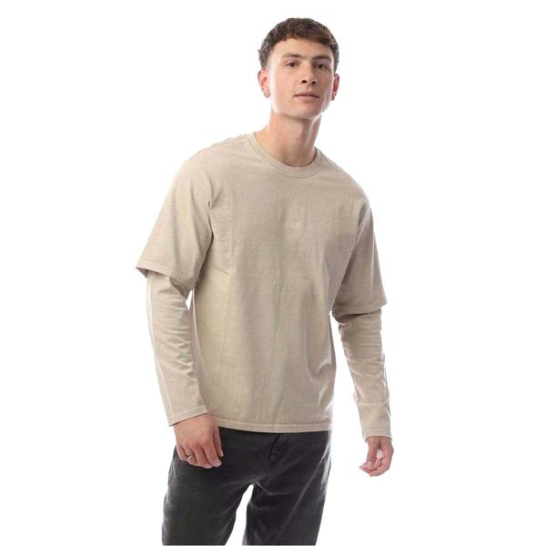 Levis Mens Embroidered Logo Layered Sleeve T-Shirt - Feather Grey - 