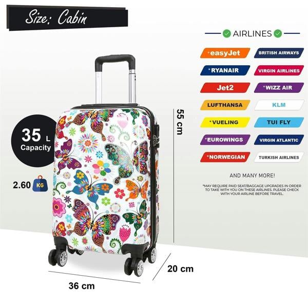 Snowball Hard Shell Printed Dual 4 Wheel Luggage Suitcase