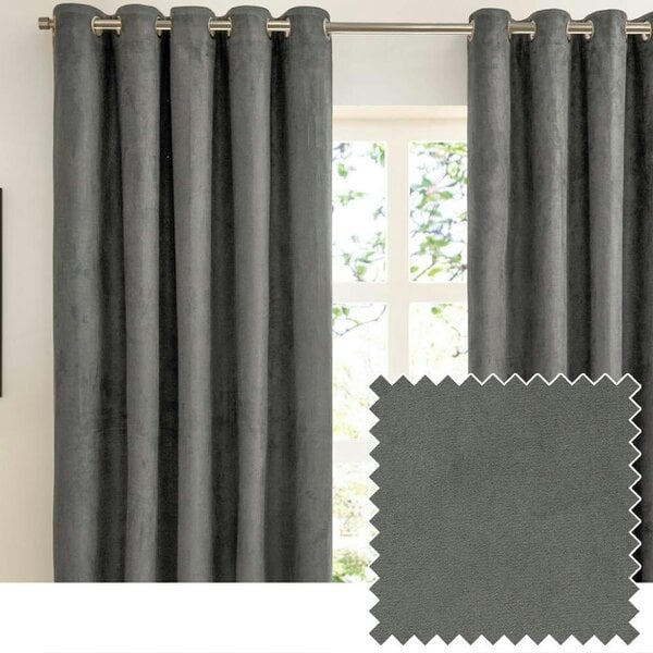 Furn Ultimate Faux Suede Eyelets Blackout Curtains - Cinnamon