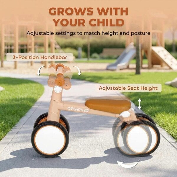 Balance Bike, Lightweight Baby Balance Bike with Foldable Design, Adjustable Seat, No Pedal for 1-2 Years, Pink