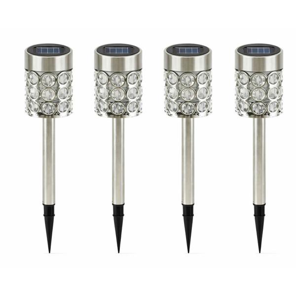 Gardenwize Pack of 4 Solar Crystal Stake Lights – Colour Changing LED Garden Lights