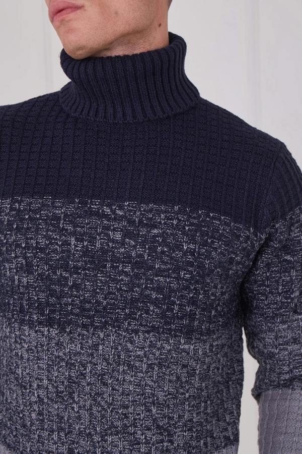 Men's Textured Roll Neck Jumper