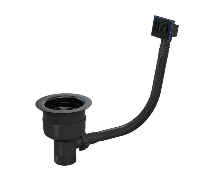 Top-Fix | Basket Strainer Kitchen Sink Waste with Overflow | Matt Black Finish