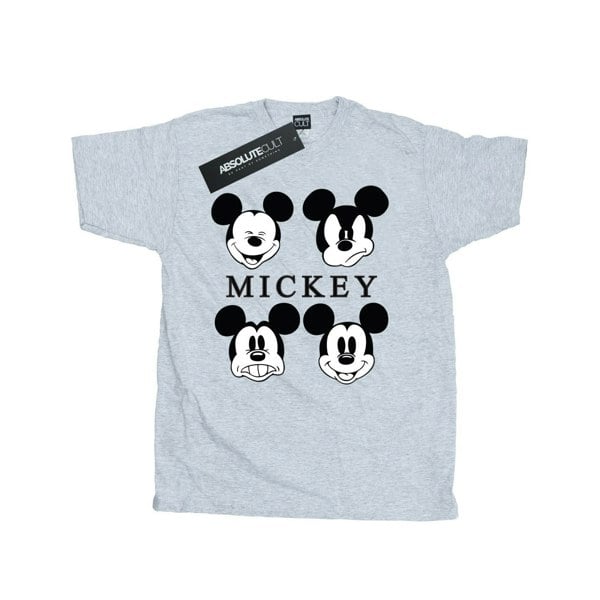 Disney Mens Four Heads Mickey Mouse Cotton T-Shirt - Sports Grey