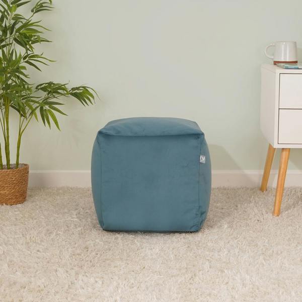 Rucomfy Velvet Cube Bean Bag Pouffe Footstool