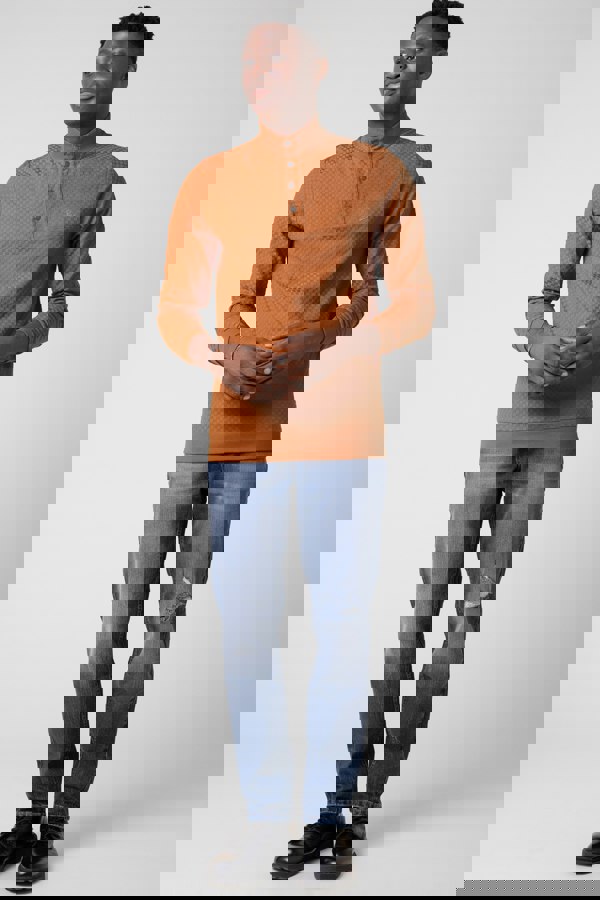 ENORSIA Textured Pattern High Neck Sweatshirt