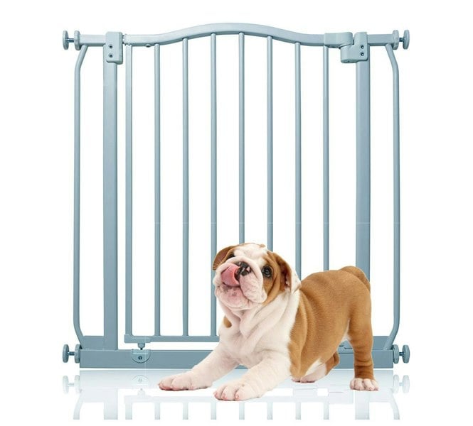 Bettacare Curved Top Dog Gate, 71cm - 80cm, Matt Grey, Pressure Fit Pet Gate for Dog and Puppy, Pet and Dog Barrier